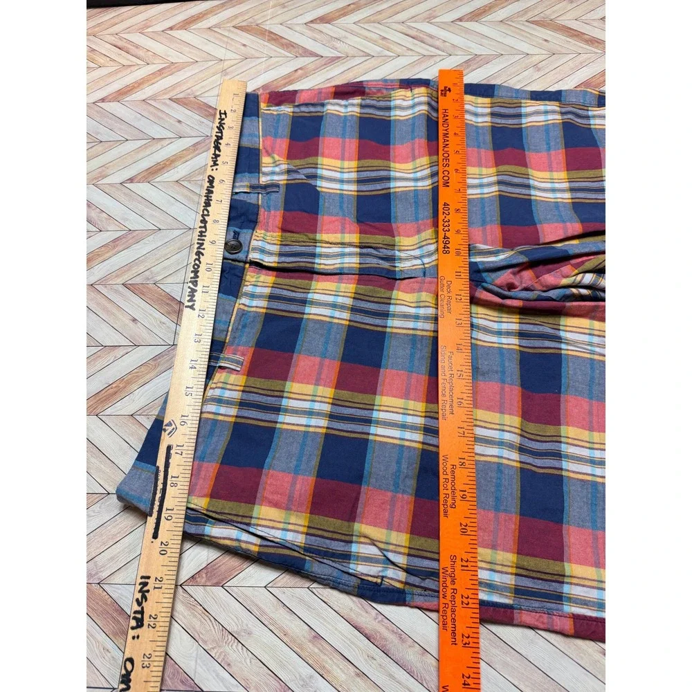Banana Republic Mens‎ Plaid Madras Shorts Size 38 Blue Red Yellow Preppy Golf